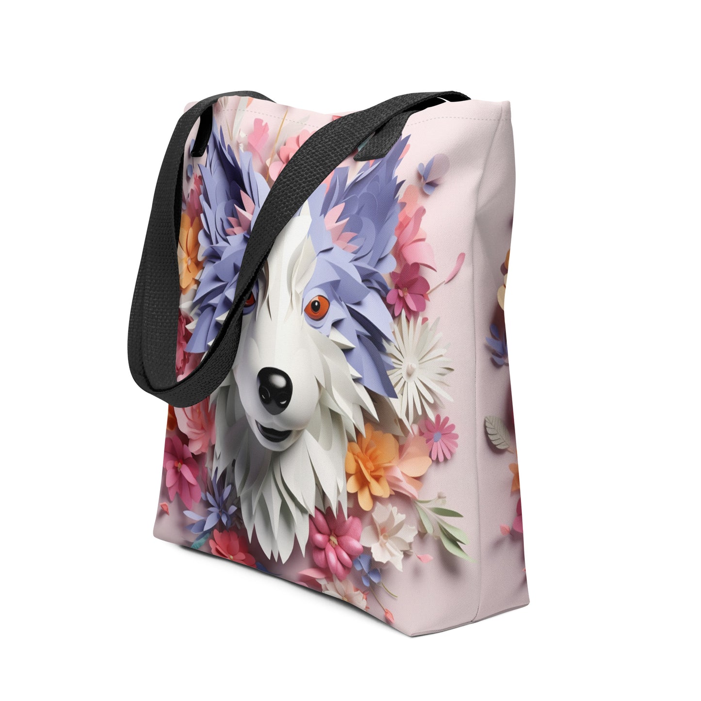 Papillon Dog Floral Tote bag for Dog Mom