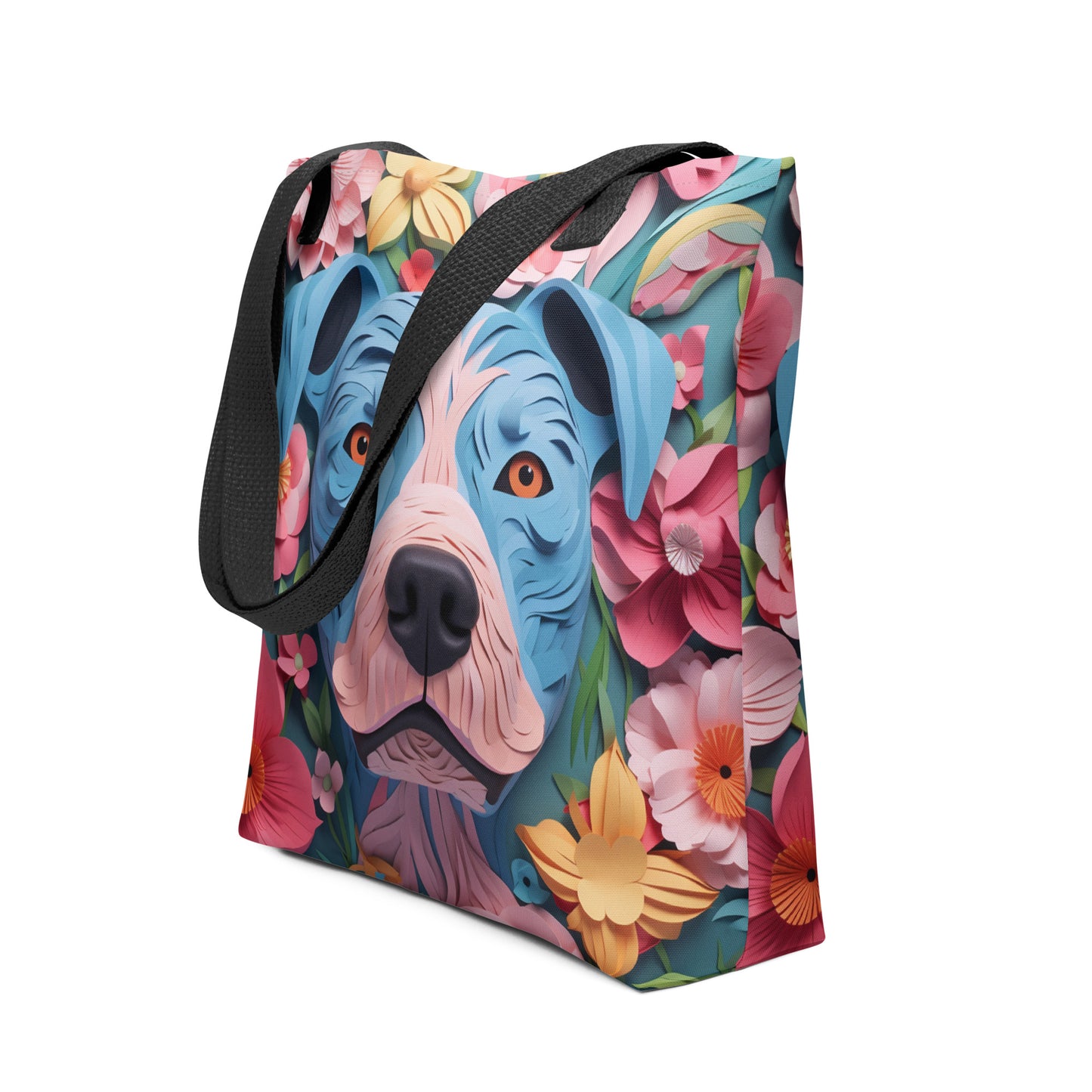 Pitbull Dog Floral Tote bag for Dog Mom