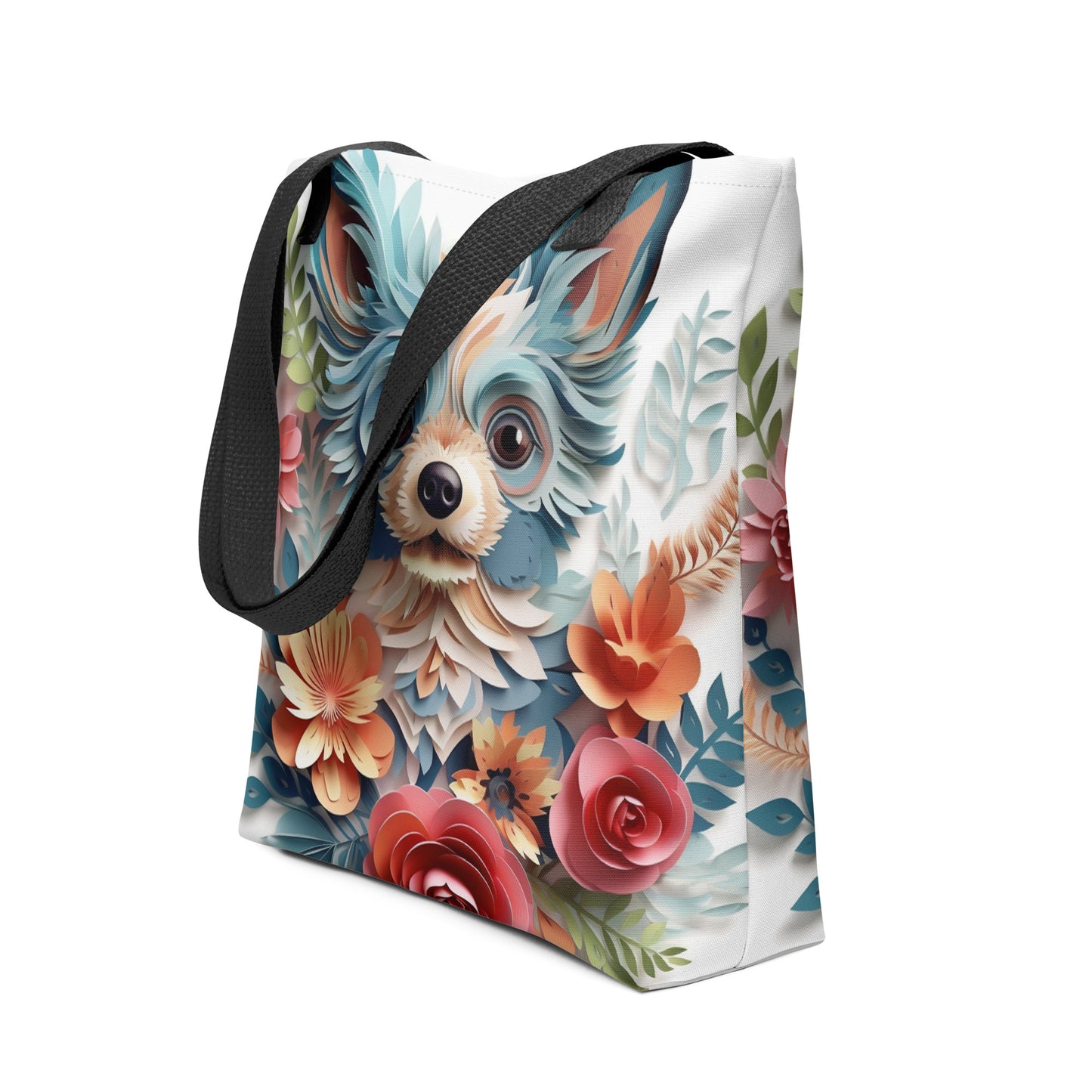 Chihuahua Dog Floral Tote bag for Dog Mom