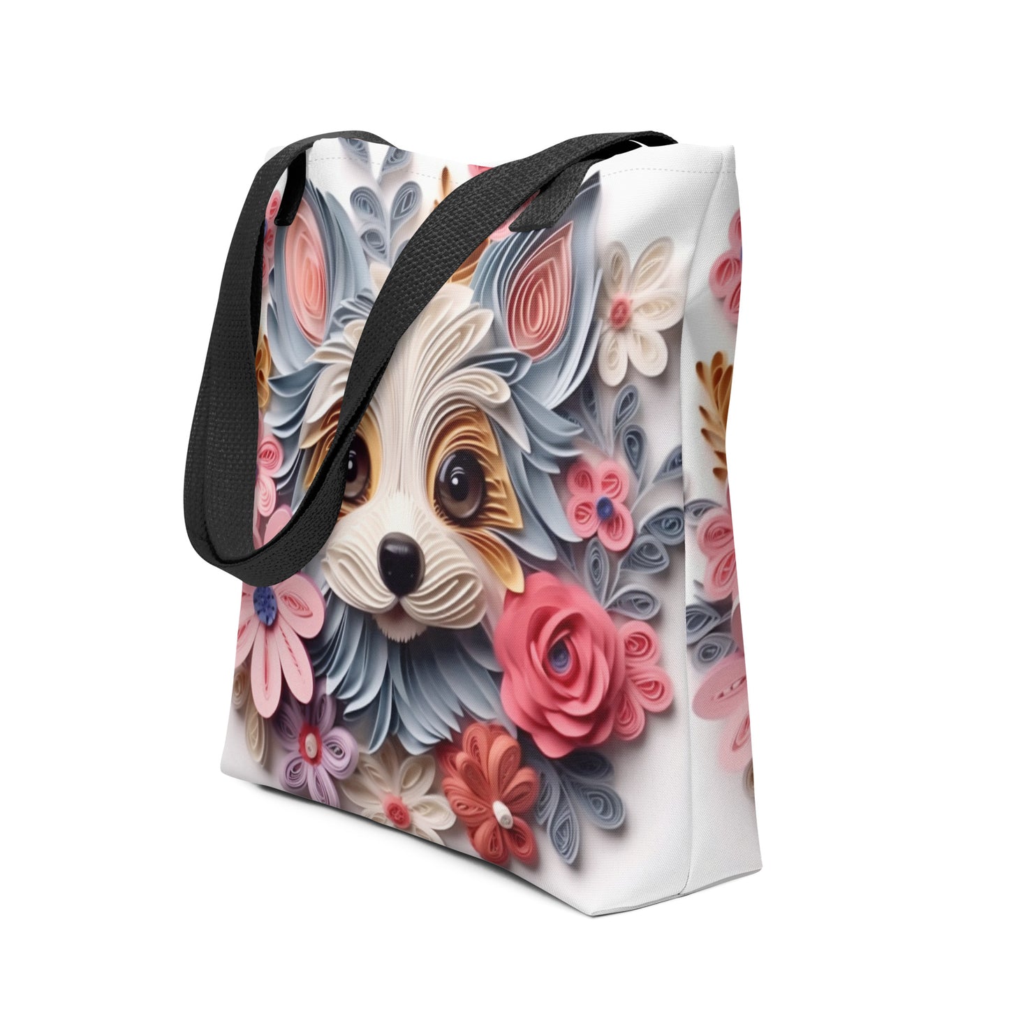 Papillon Dog Floral Tote bag for Dog Mom