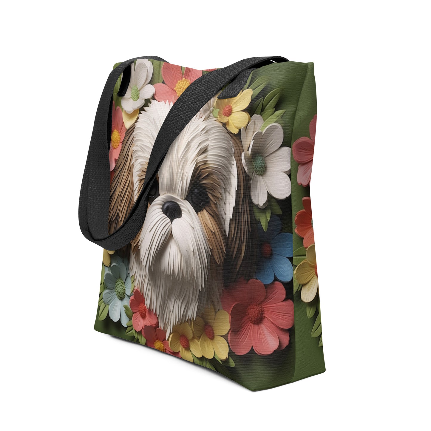 Shih Tzu Dog Floral Tote bag for Dog Mom