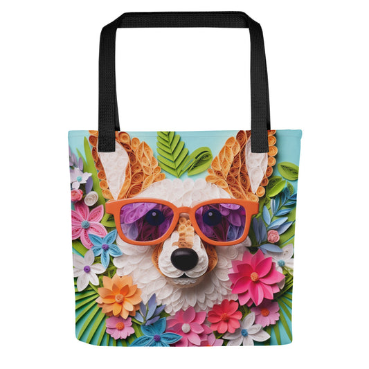 Floral Corgi Dog Mom Tote bag