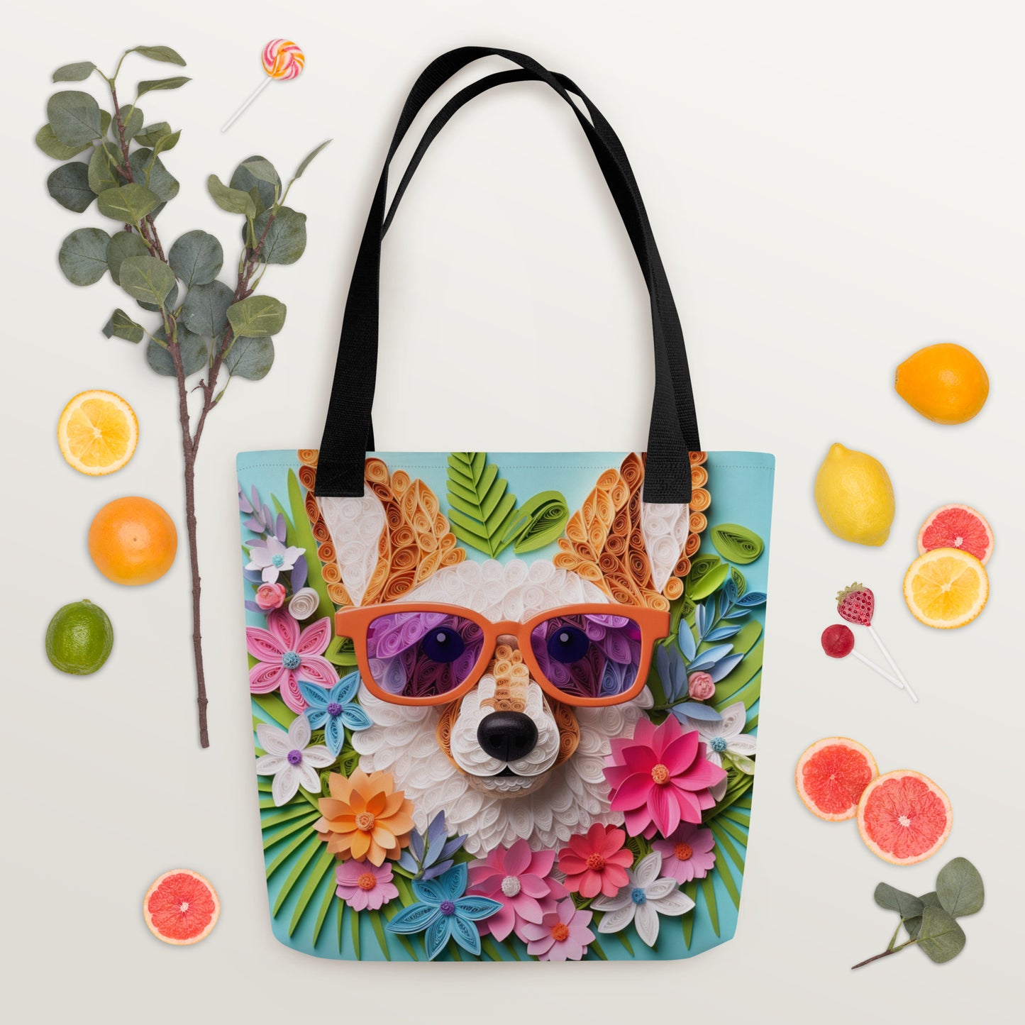 Floral Corgi Dog Mom Tote bag