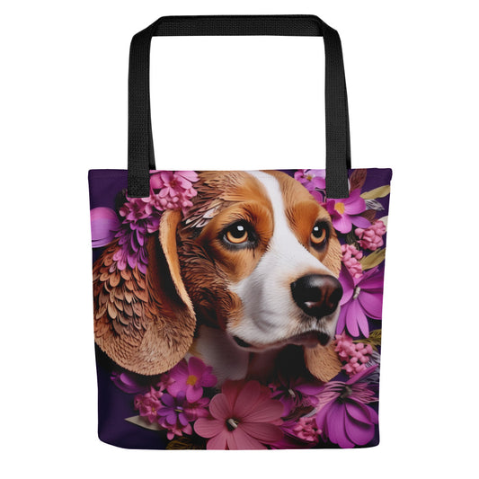 Floral Beagle Dog Mom Tote bag