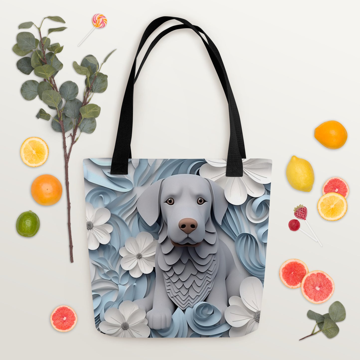 Labrador Puppy Floral Tote Bag