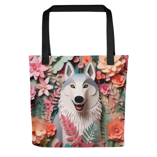 Husky Floral Tote bag for Dog Moms