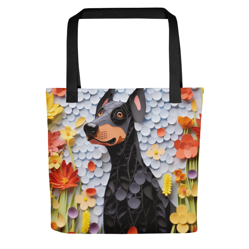 Doberman Floral Tote bag for Dog Moms