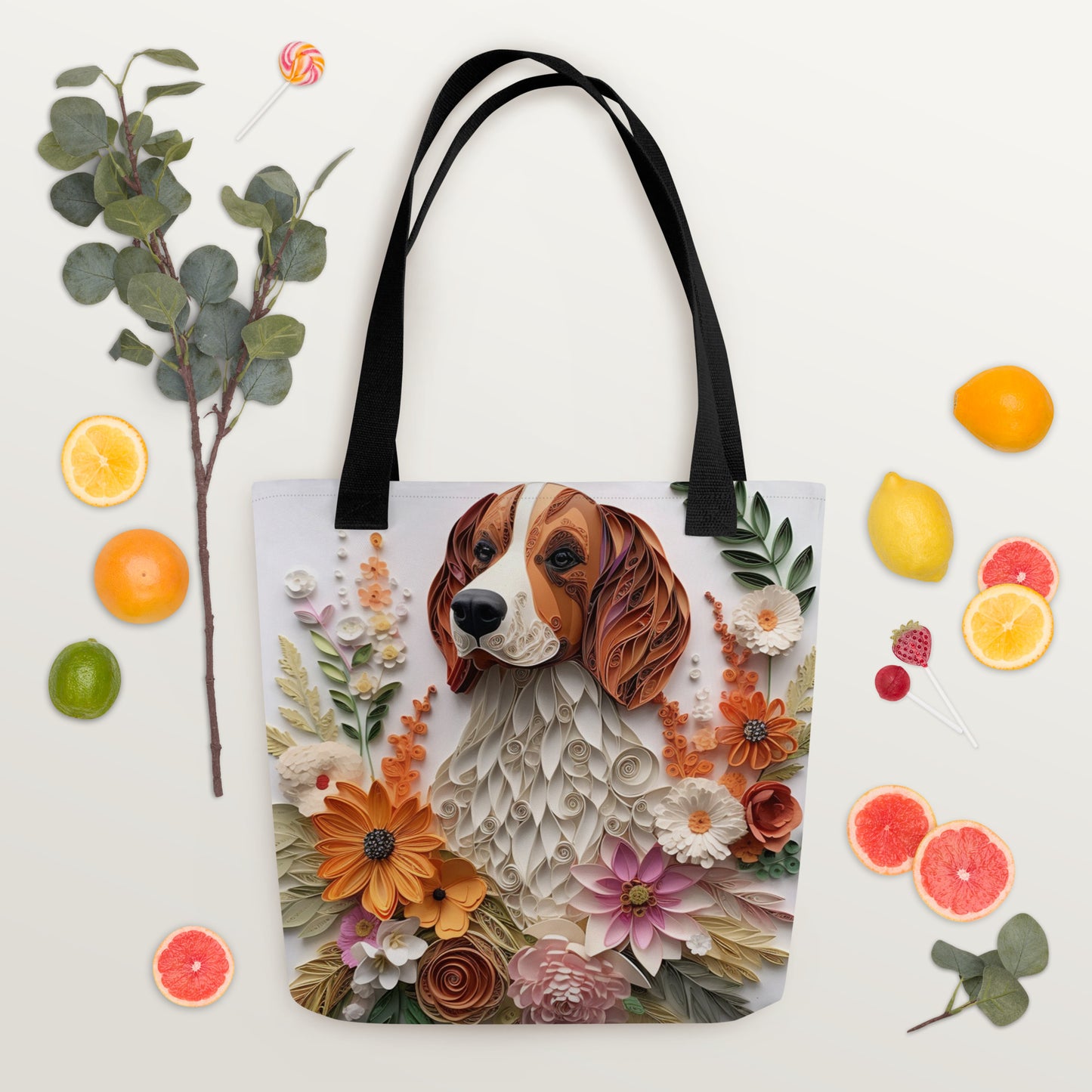 Beagle Dog Floral Tote bag for Dog Mom
