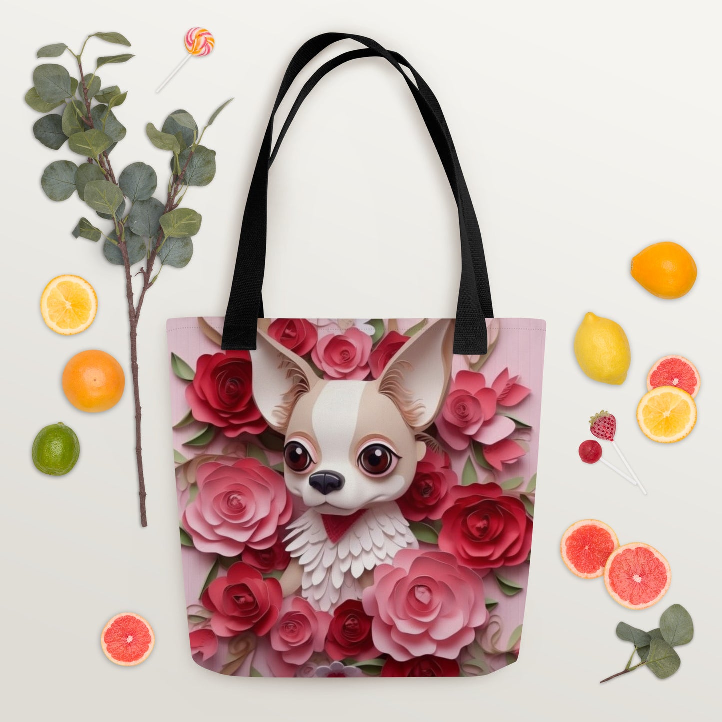Chihuahua Dog Floral Tote bag for Dog Mom