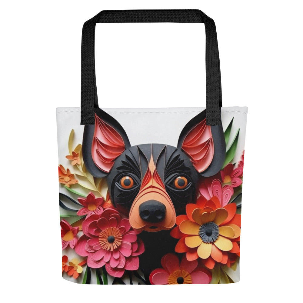Pinscher Dog Floral Tote bag for Dog Mom