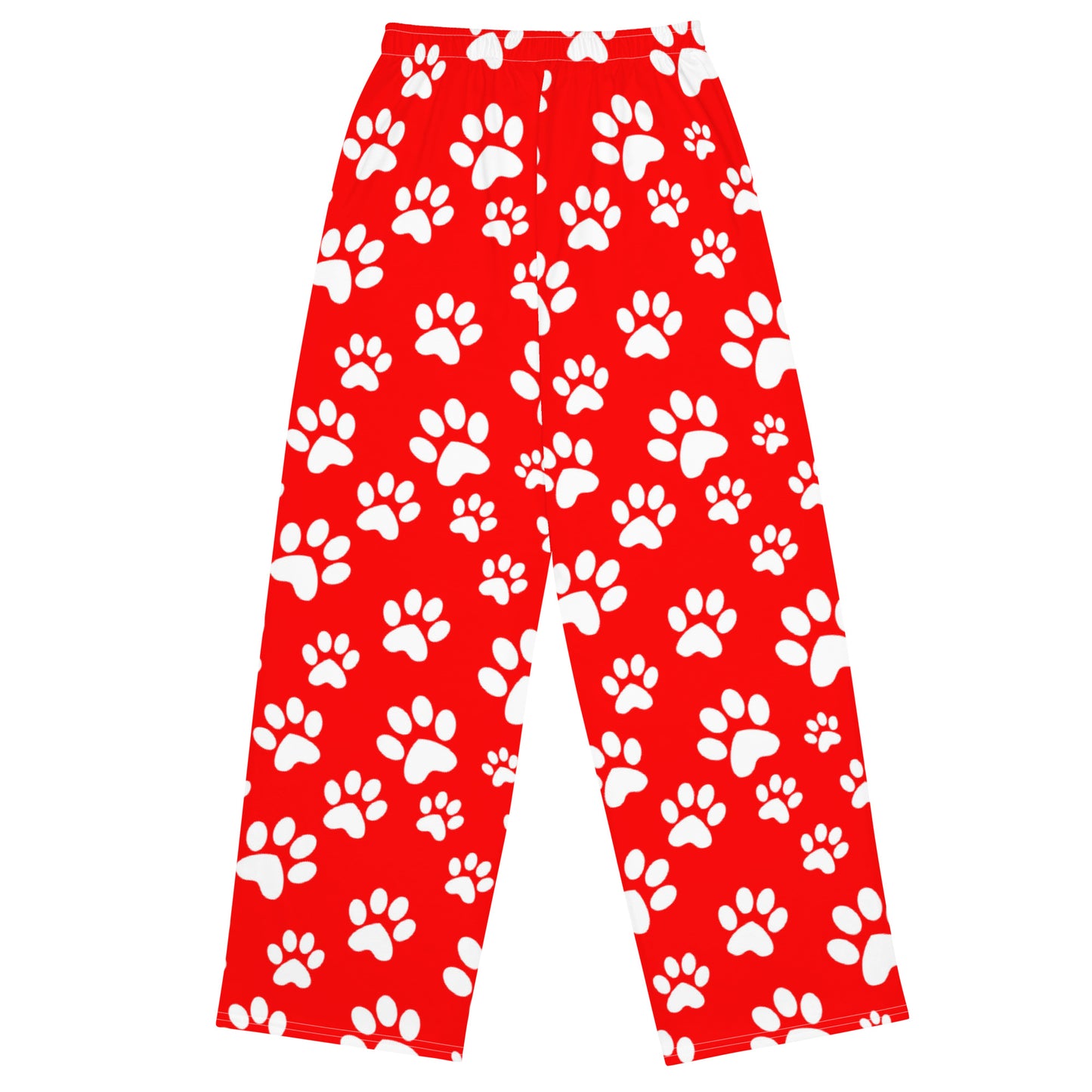 Red Paw Print Christmas Super Soft Wide-leg Pajama/Sweats Bottoms