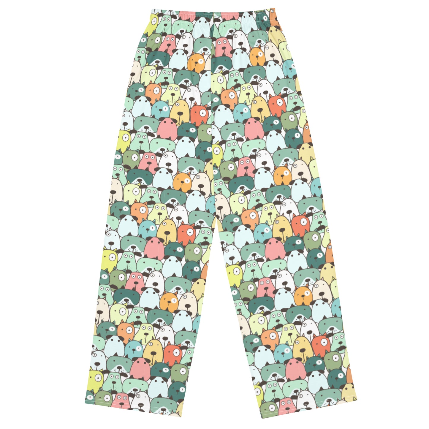 Winking Cute Dog Face Cartoons All-over print unisex wide-leg pants