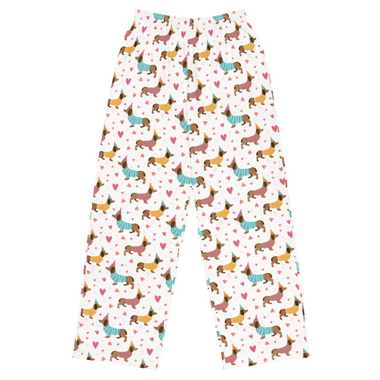 Dog Party Themed Super Soft Wide-leg Pajama/Sweats Bottoms