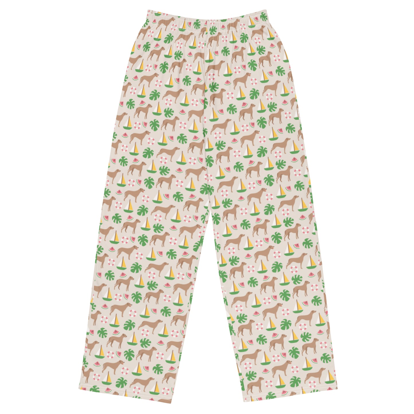 Tropical Paradise for Dog Lovers Super Soft Wide-leg Pajama/Sweats Bottoms