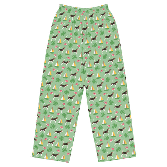 Dog Lovers Tropical Paradise Super Soft Wide-leg Pajama/Sweats Bottoms