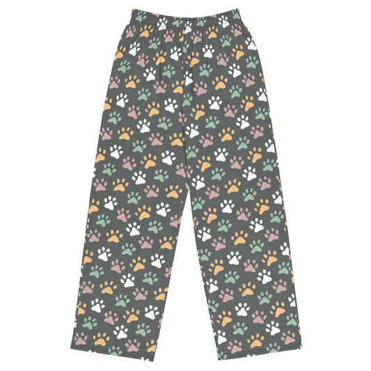Paw Print Super Soft Wide-leg Pajama/Sweats Bottoms