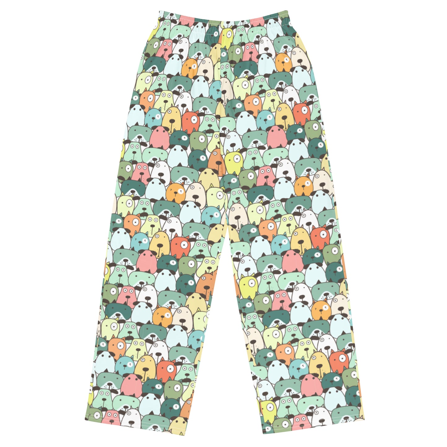 Winking Cute Dog Face Cartoons All-over print unisex wide-leg pants