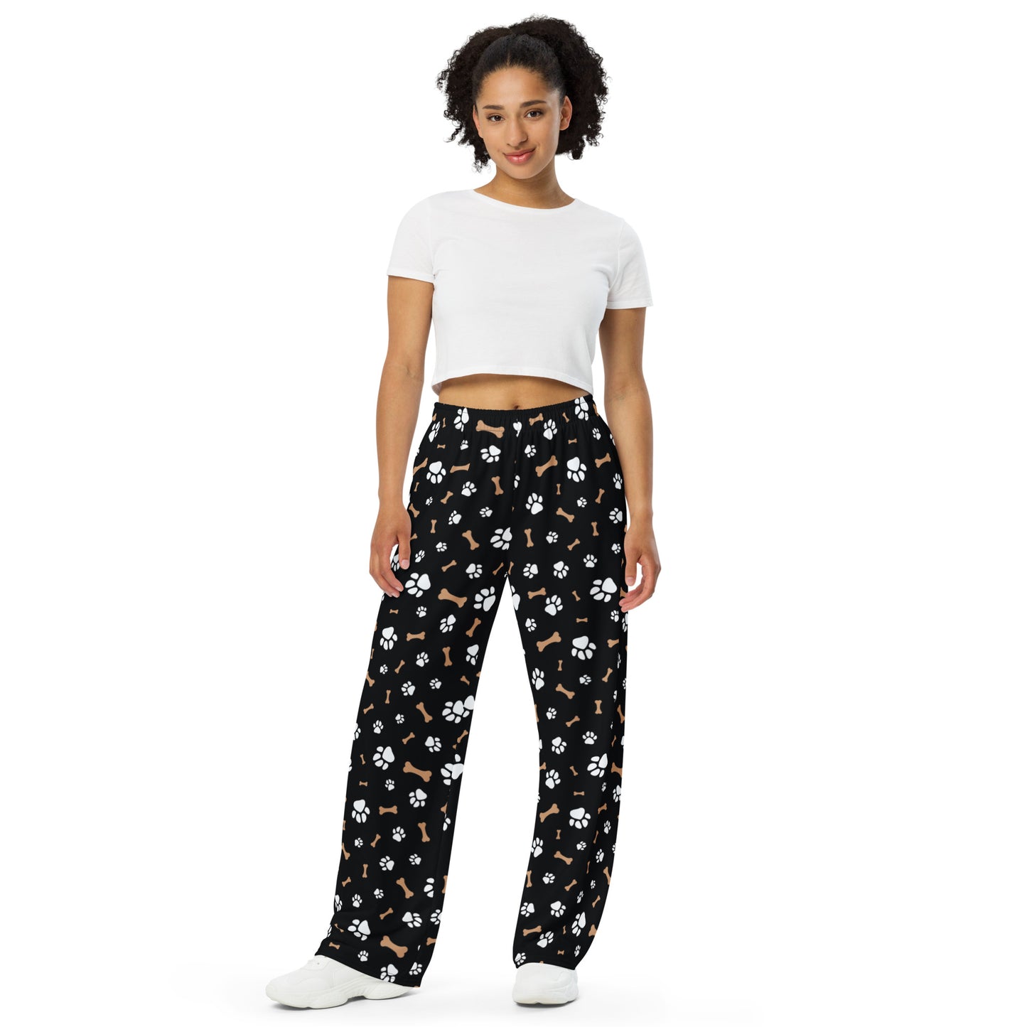 Puppy Paws & Bones Printed Wide-leg Pants