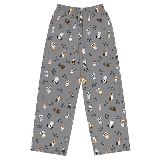 Puppies Cuteness Wide Leg Pants