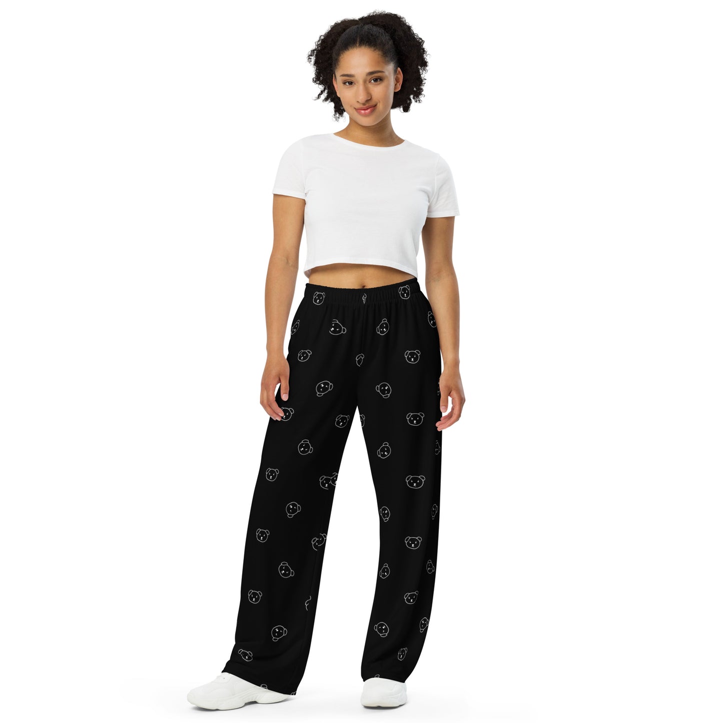 Han Drawn Dog Face Wide Leg Pants