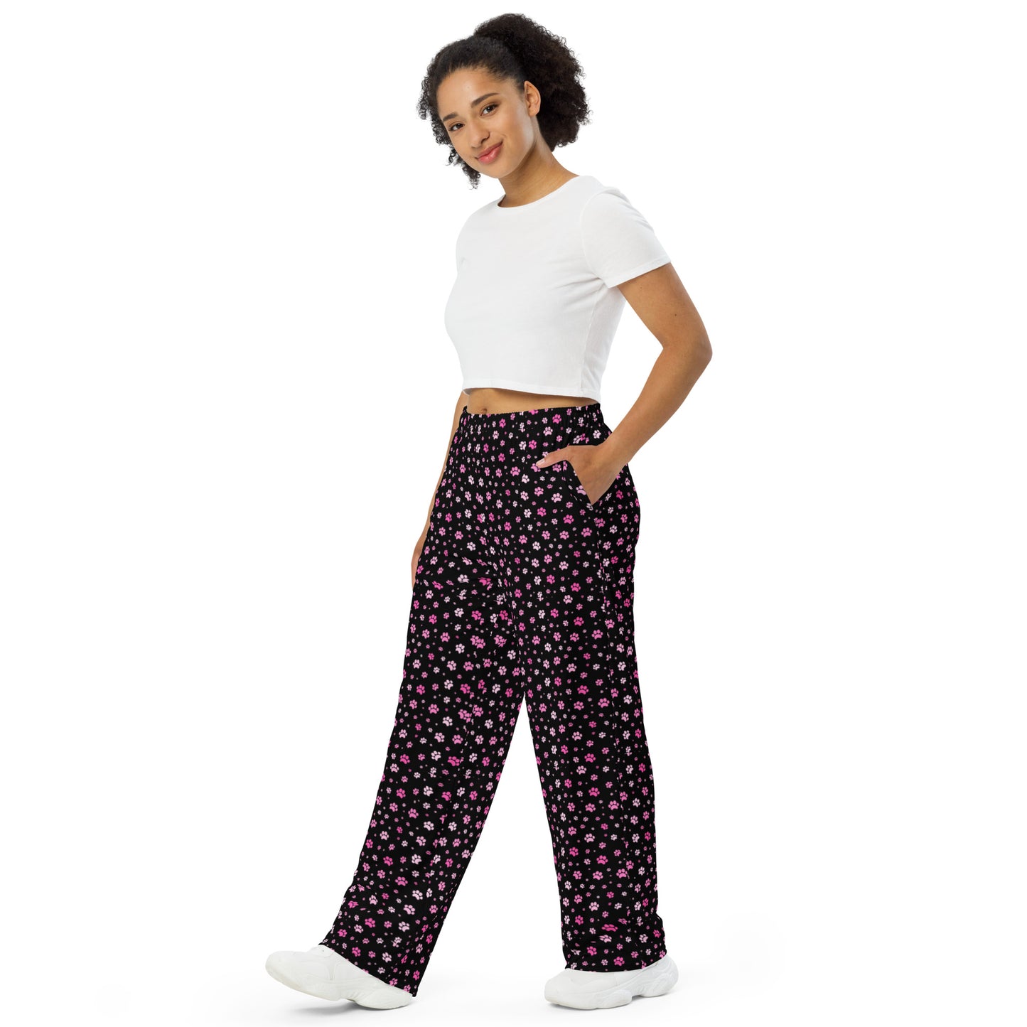 Pink Paws Super Soft Wide-leg Pajama/Sweats Bottoms