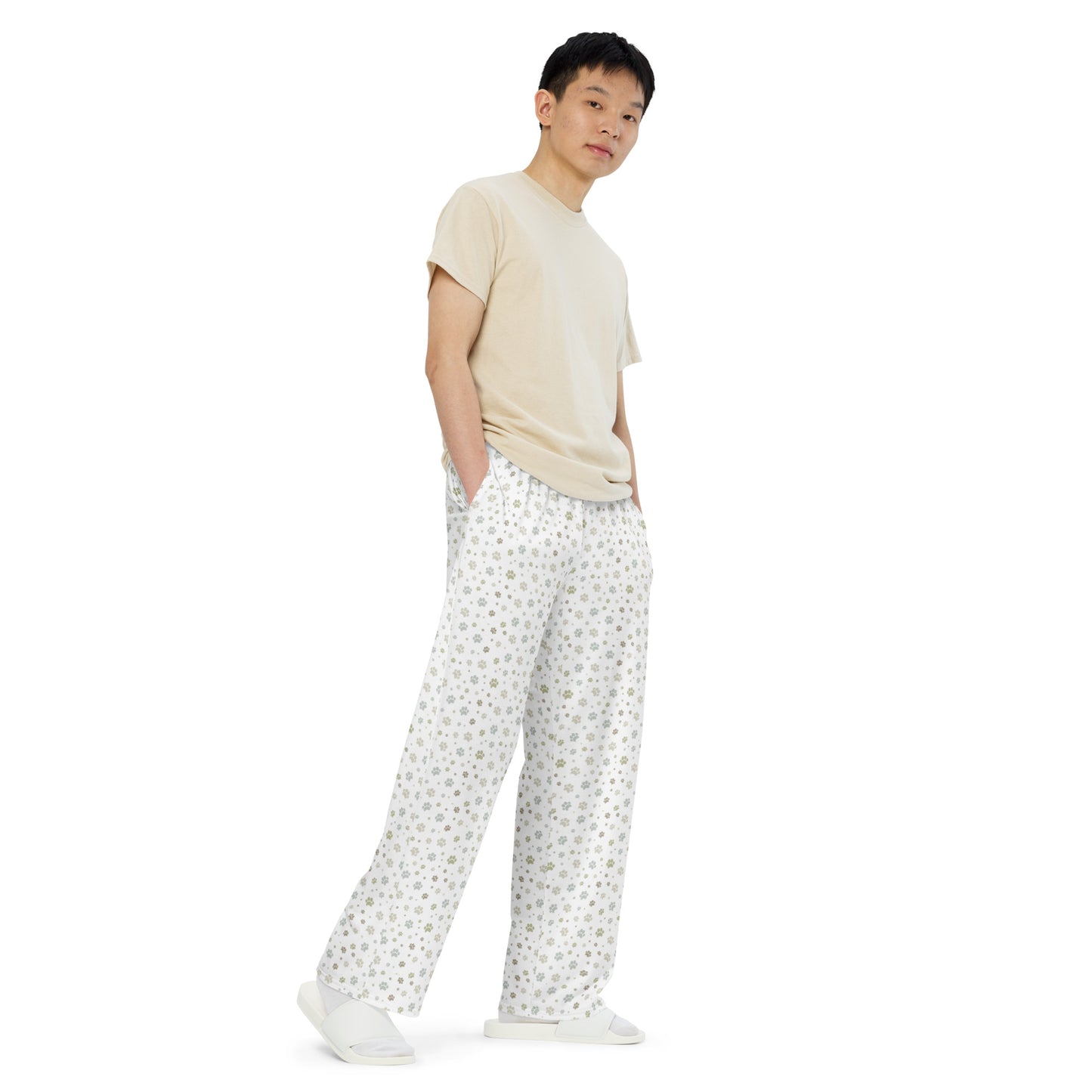 Paw Print Super Soft Wide-leg Pajama/Sweats Bottoms