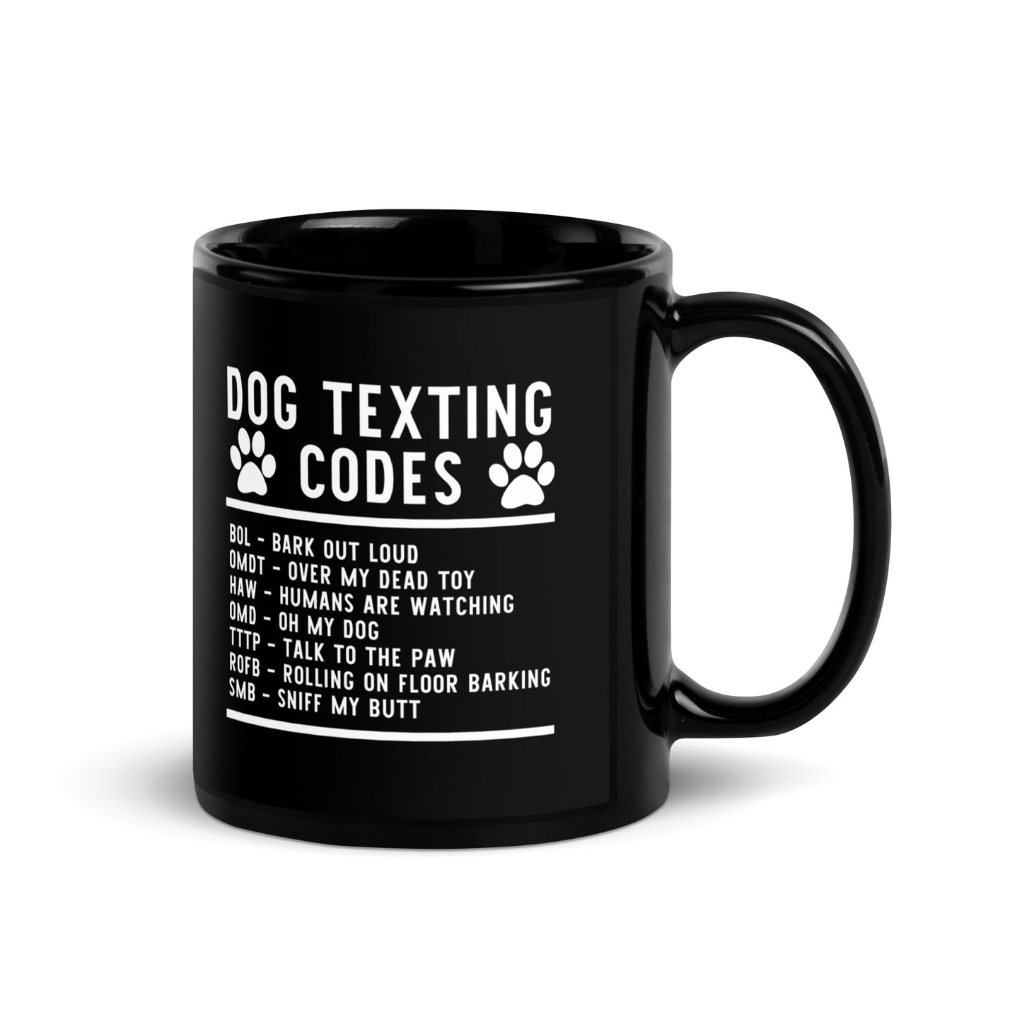 Dog Texting Codes Funny Black Glossy Mug