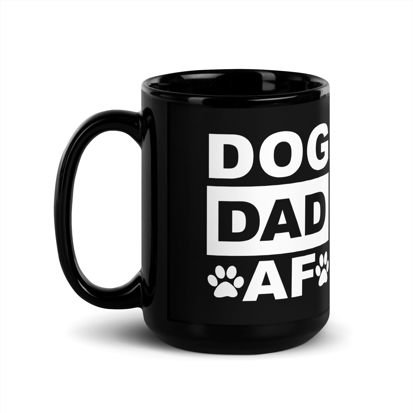 Dog Dad AF Black Glossy Mug