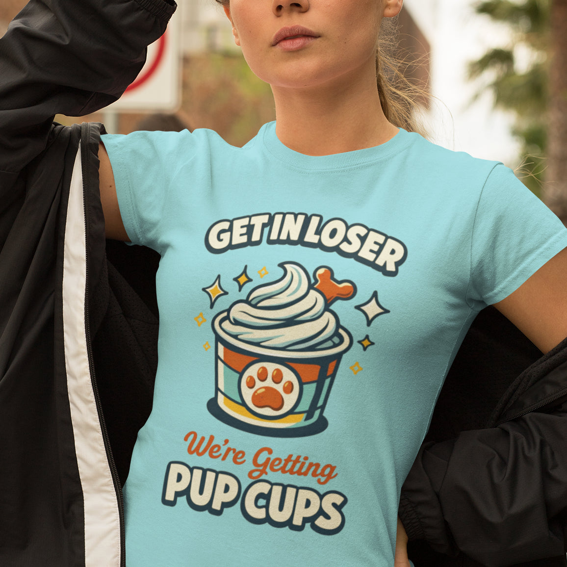 We’re Getting Pup Cups T-Shirt - Funny Dog Lover Ice Cream Graphic Tee