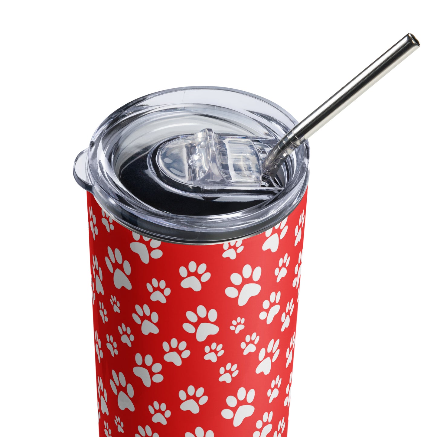 Paw Prints Red Stainless Steel Tumbler