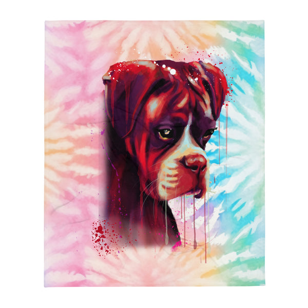 Boxer Hand Drawn Dog Lovers Throw Blanket
