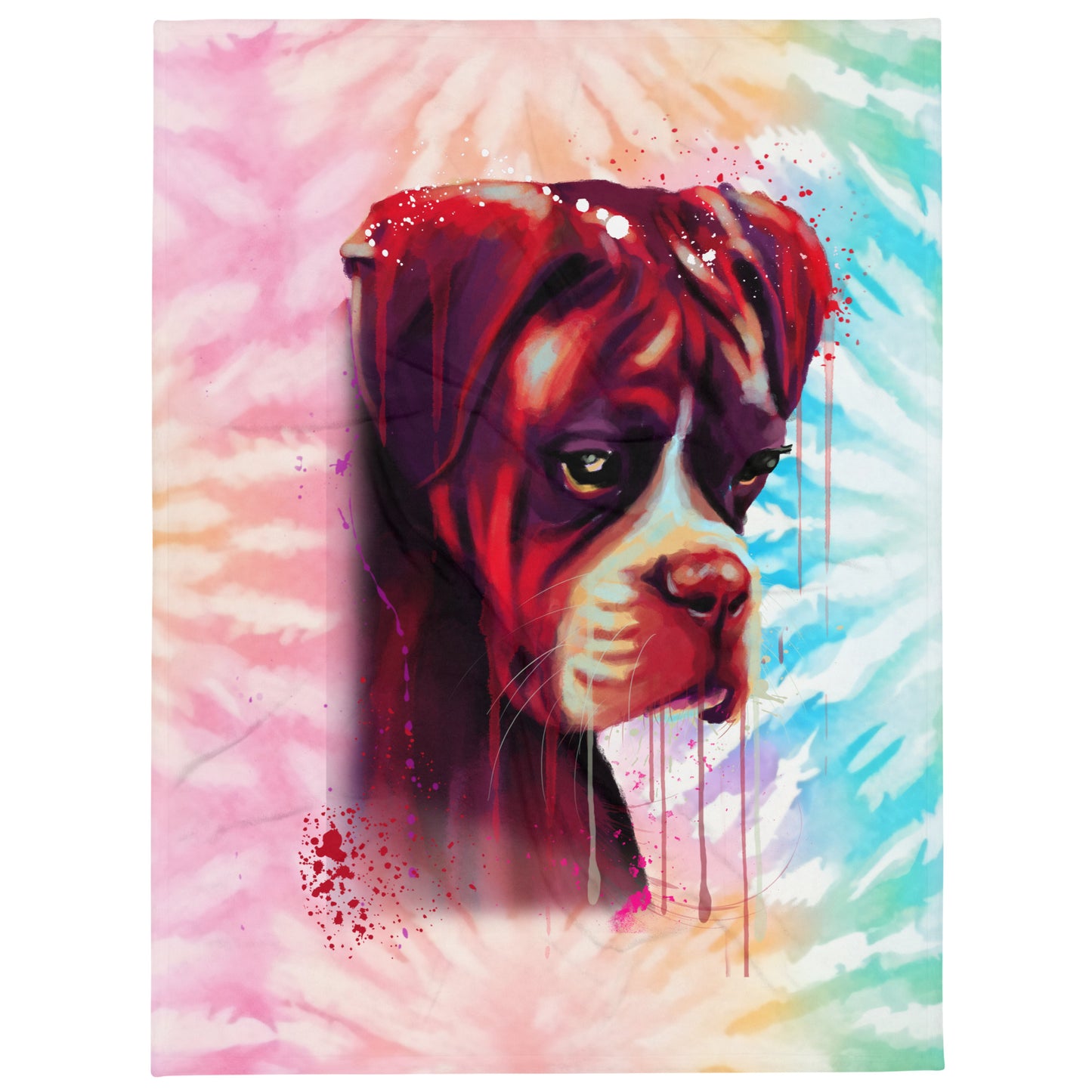 Boxer Hand Drawn Dog Lovers Throw Blanket