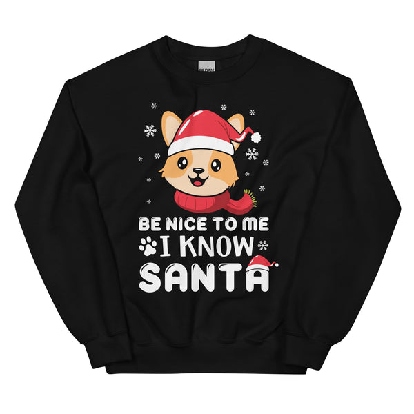 Be Nice to Me I Know Santa Dog Lovers Ugly Christmas Sweatshirt