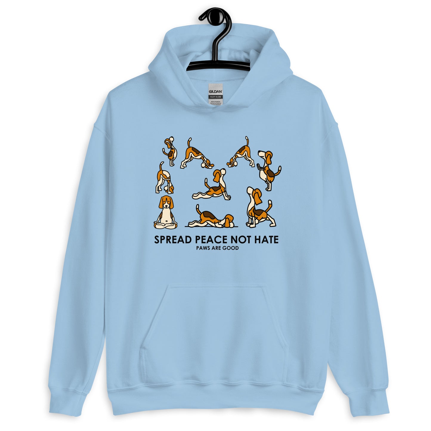 Spread Peace Not Hate Yoga Dogs Unisex Hoodie