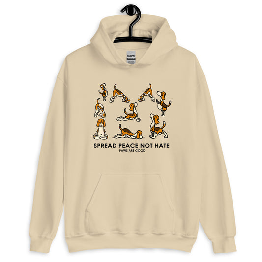 Spread Peace Not Hate Yoga Dogs Unisex Hoodie