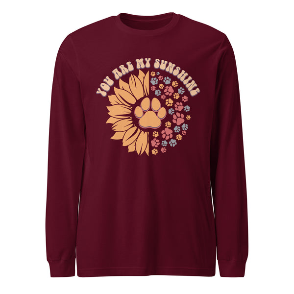 You Are My Sunshine Sunflower Paw Print Long Sleeve T-Shirt