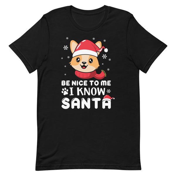 Be Nice to Me I Know Santa Dog Lovers Christmas T-Shirt