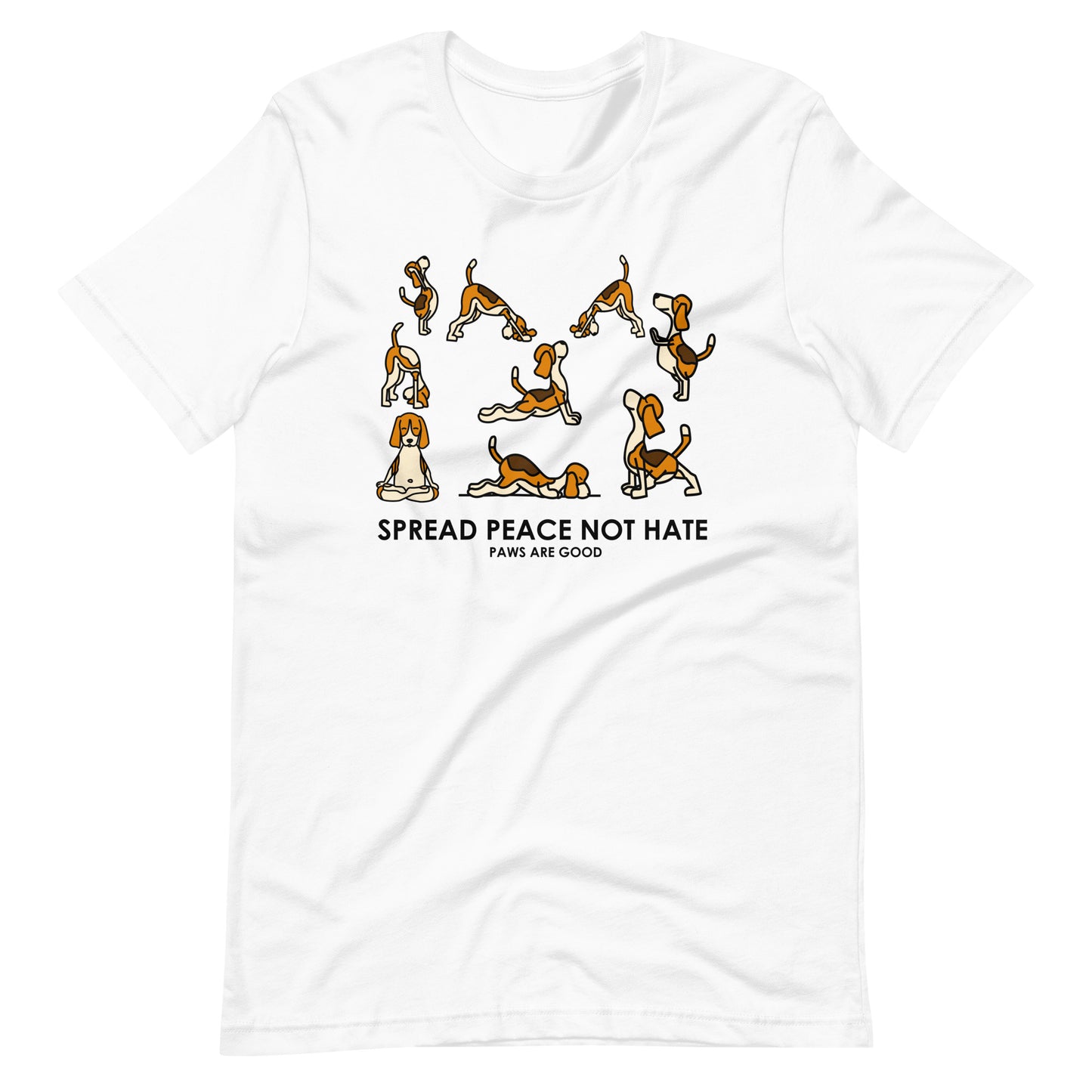 Spread Peace Not Hate Yoga Dogs T-Shirt