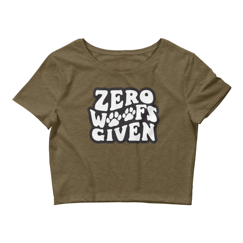 Zero Woofs Given Women’s Crop Tee for Dog Mom