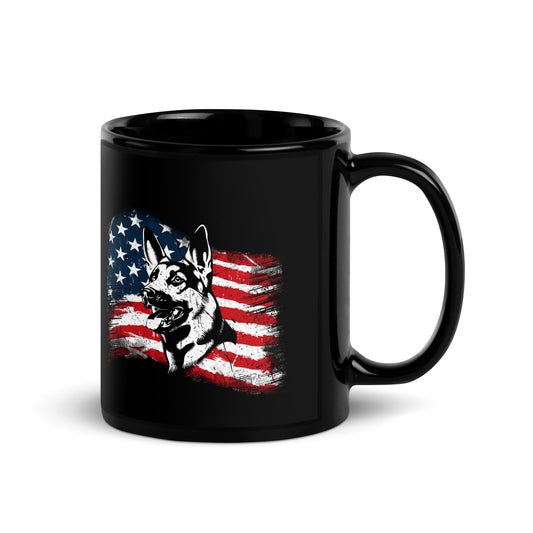 German Shepherd on USA Flag Mug