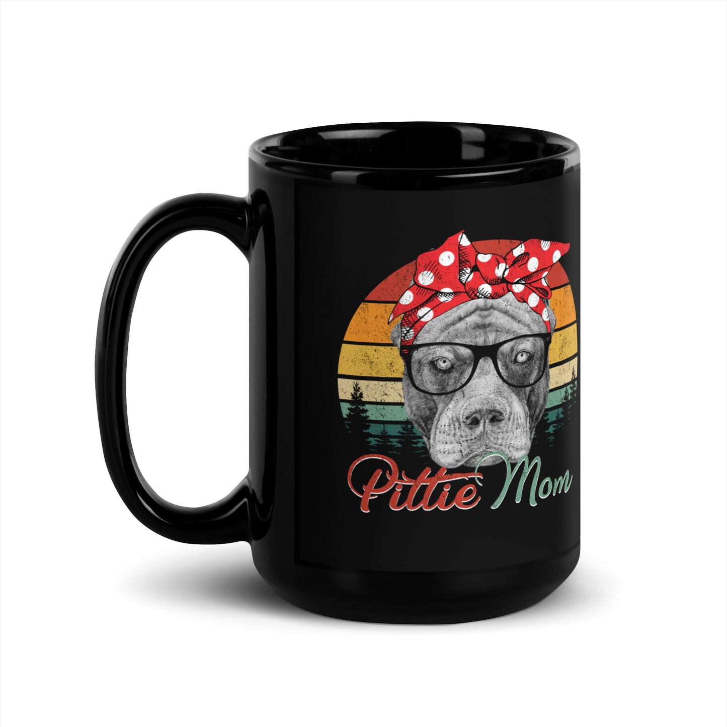 Pittie Dog Mom Black Glossy Mug
