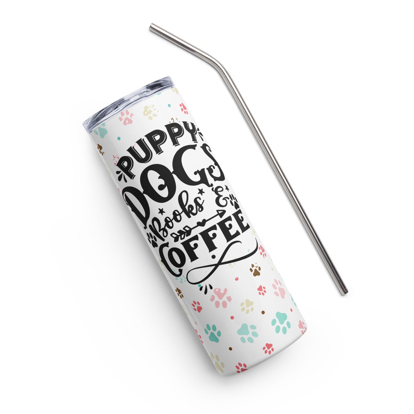 Puppy Dogs Books & Coffee Stainless Steel Tumbler