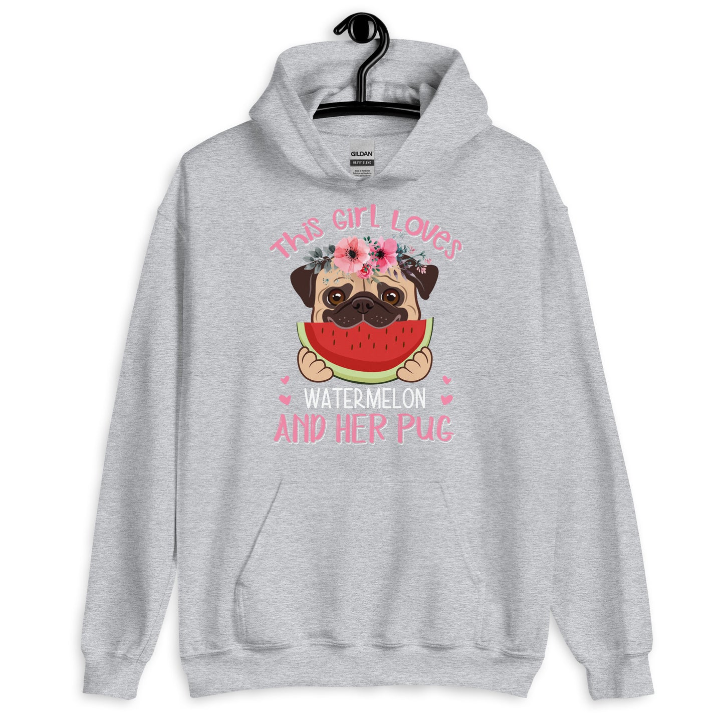 This Girl Loves Watermelon and Her Pug Hoodie