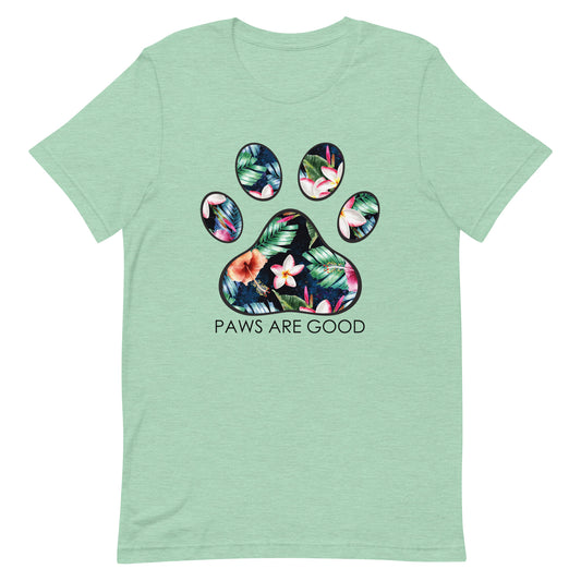 Tropical Paradise Floral Paw Print T-Shirt