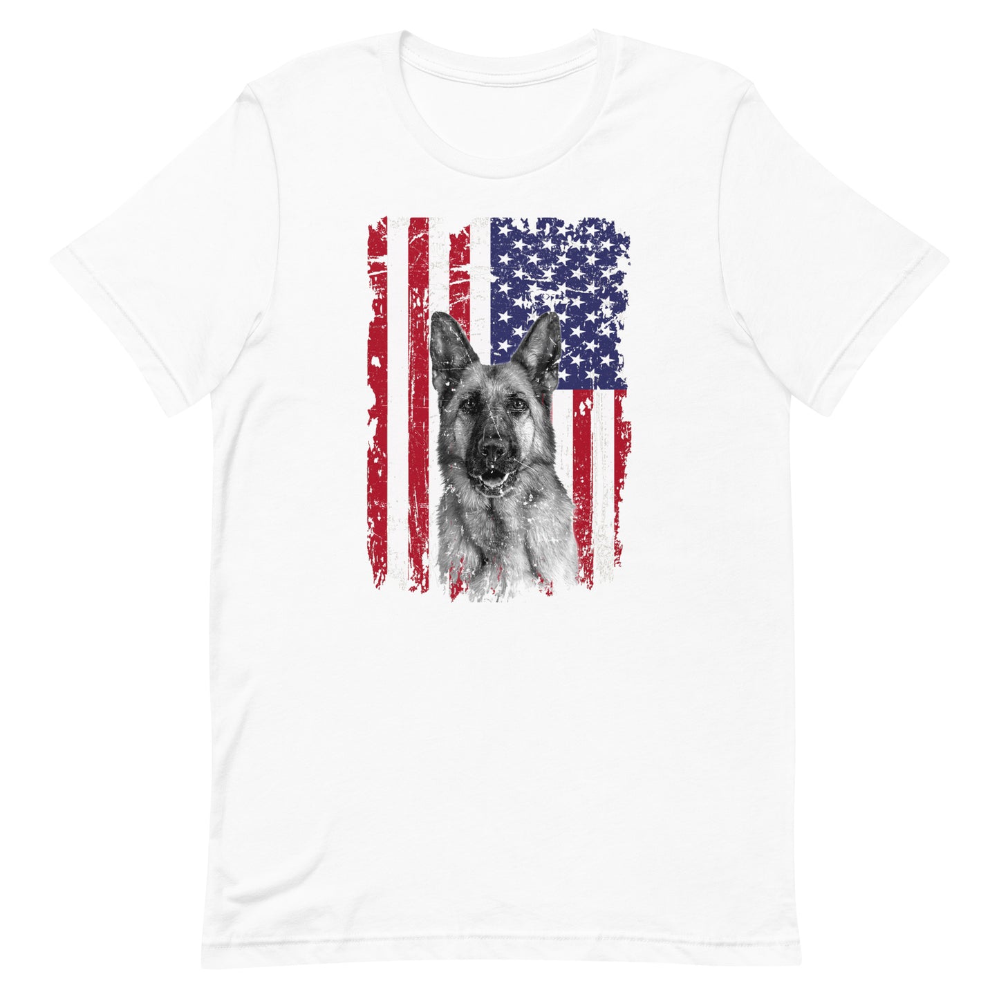 German Shepherd American Flag T-Shirt